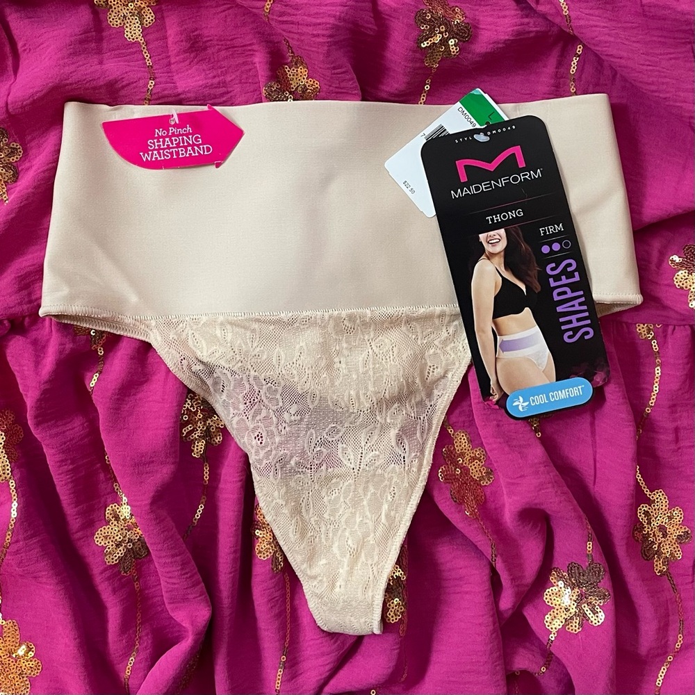NWT Maidenform Tummy Tuck thong Size L